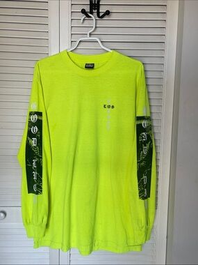 Men's Neon Lime Long-Sleeve Graphic Tee